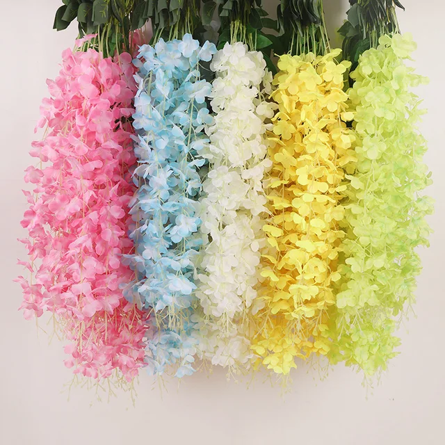 Guirlande de fleurs de glycine artificielles suspendues, 12 pièces, décoration d'arc de jardin de mariage en plein air, décoration de fête à domicile, fausse fleur 3