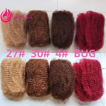 Premium 4C Afro Kinkys Bulk Hair 4#30#27#Burgundy 30g/50g Fluffy Human Hair Braiding Bulk Extensions for Women Styling Braiding 1