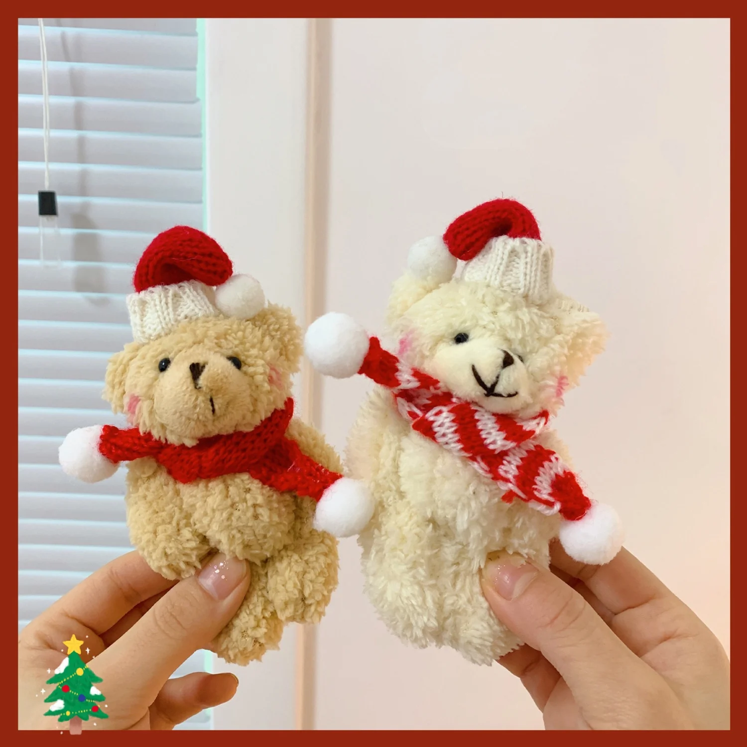 Merry Christmas Cartoon Cute Bear Doll Couple Charm Plush Keychain Backpack Charm Children's Christmas Gift