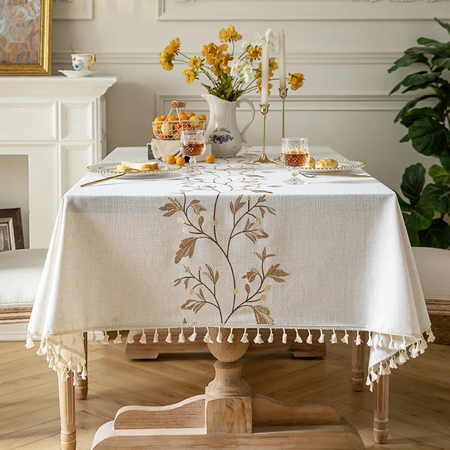 Battilo Linen Cotton Tablecloth Round Rectangular Table Cloth Waterproof Table Cover for Dining Coffee Table Kitchen Decoration 5