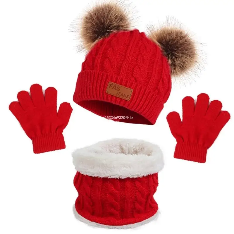 

Baby Supplies Winter Hat Gloves Neck Scarf Set Warm Crochet Knitted Hat Gloves for Infant Toddler Baby Girls Boys