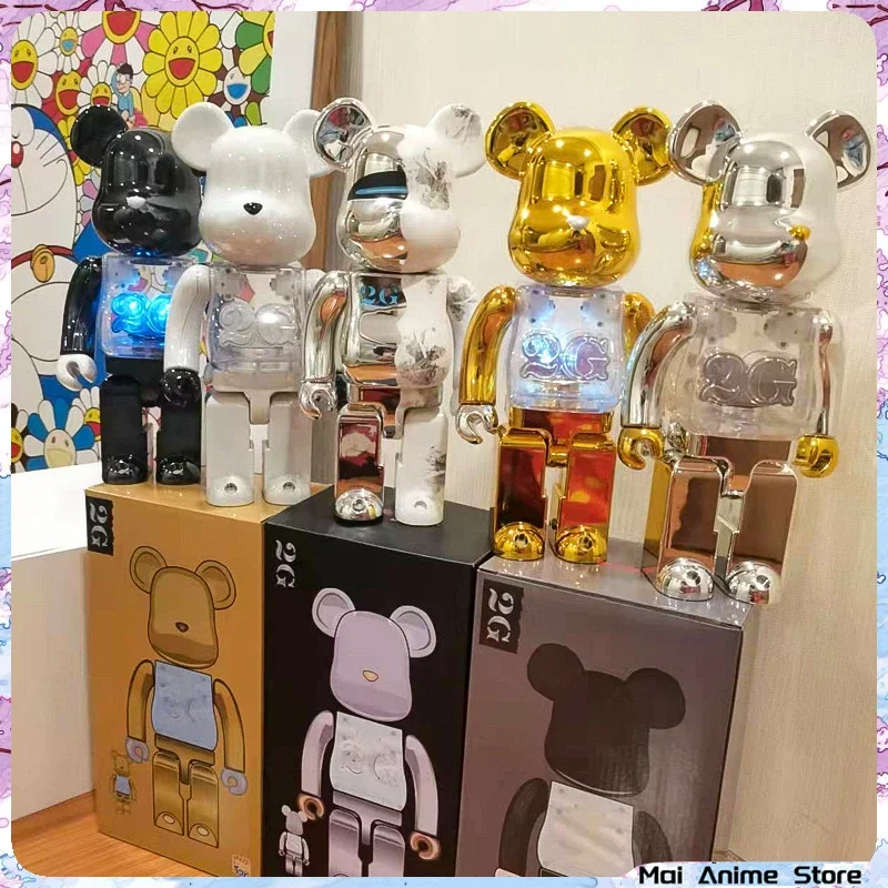 

400% Bearbrick Violent Bear Figure Plating Statues Action Figures Figma Figurines Collections Model Toys Room Decorations Gifts