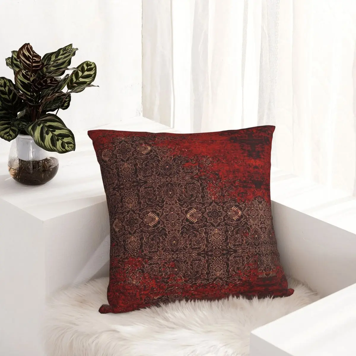Red Vintage Oriental Traditional Moroccan Artwork Throw Pillow Sofa Cushion Sofa Cushions Covers