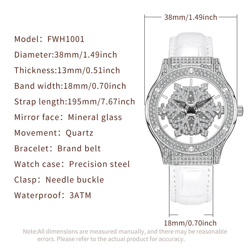 Women's Wristwatch New Luxury Snowflake Dial Leather Strap Quartz ladies Watches Fashion Casual Leather Belt Clock Reloj Mujer