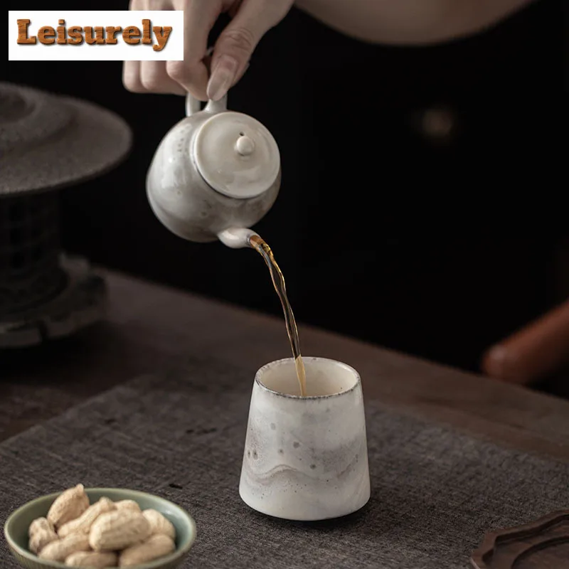 120ML Ink Painting Zhiye Roasting Teacup Creative Tea Bowl Tea Pair Tea-tasting Smelling Cup Jianzhan Master Cups Chinese Teaset