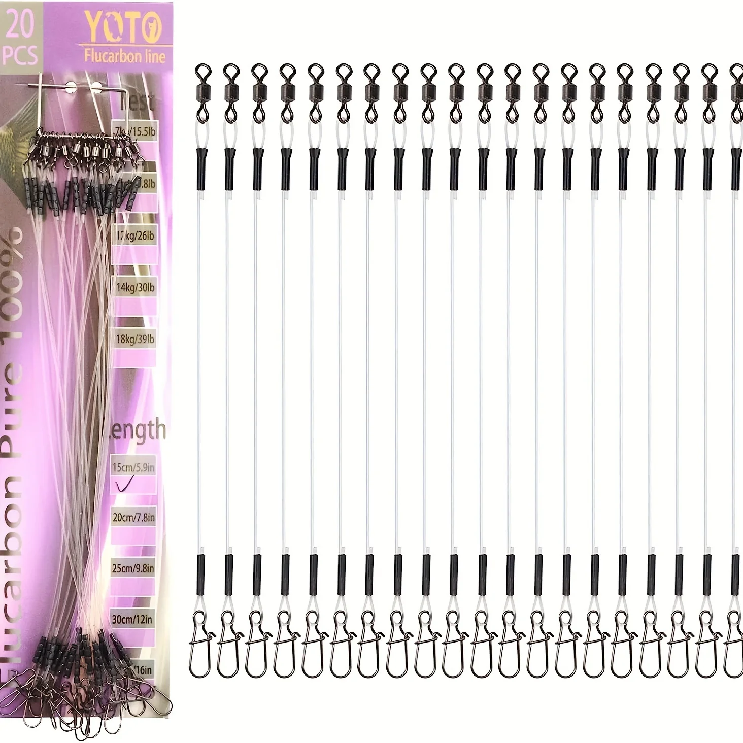 สายตกปลาฟลูออโรคาร์บอน 100% การหมุนกลิ้งและการทดสอบความดันล็อคอย่างรวดเร็วสายตกปลาฟลูออโรคาร์บอน 7-18 กก. 1