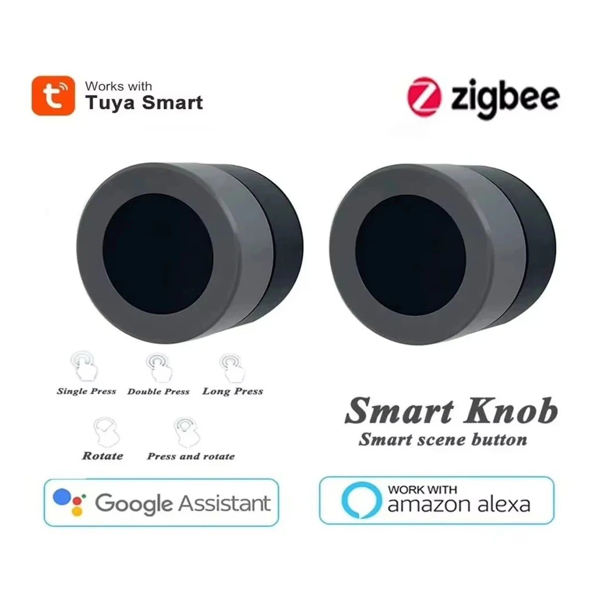 Tuya Zigbee Smart Knob Scene Switch Wireless Scene Button Controller Battery Powered Automation Scenario For Smart Life App, Alina Gadgets