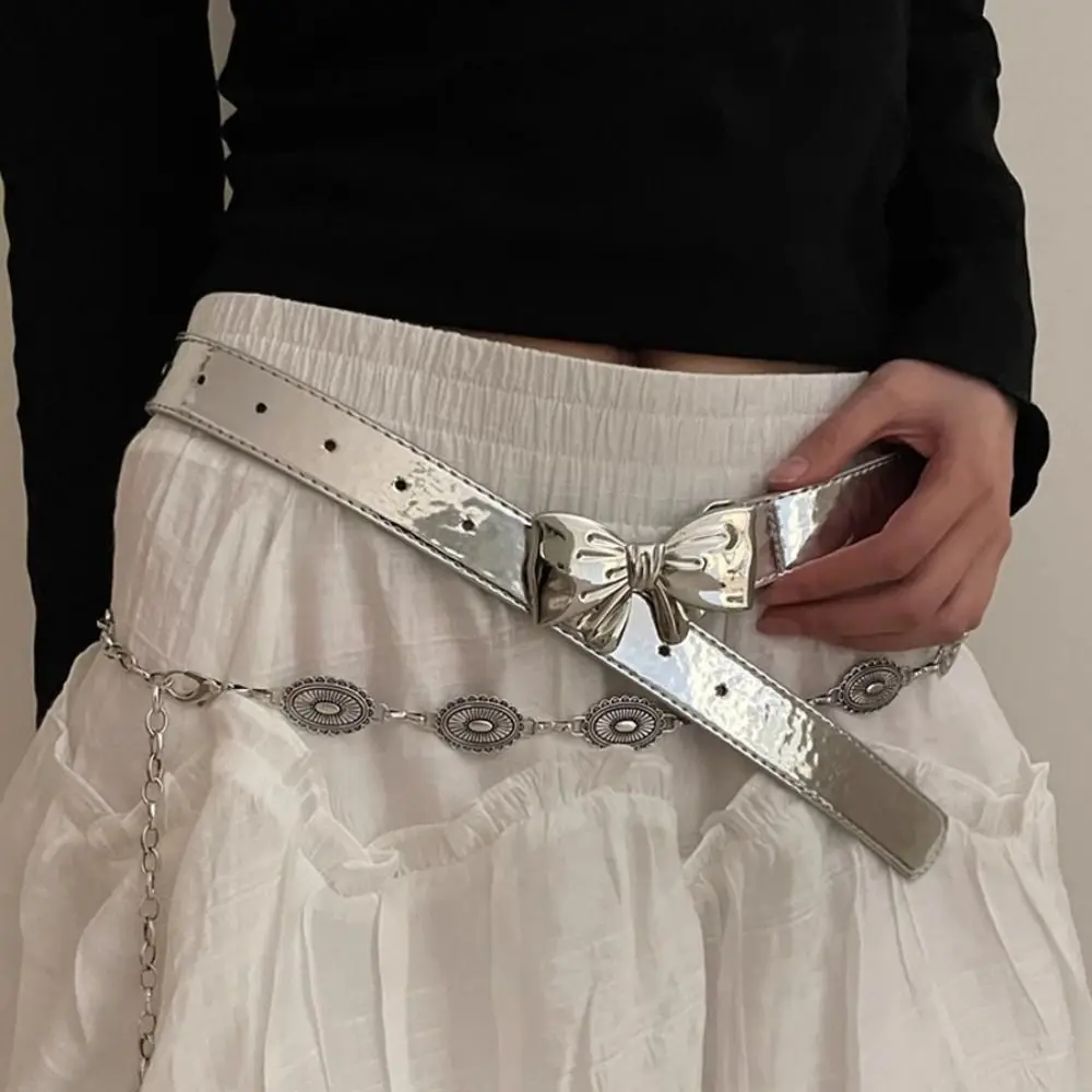 

Aesthetic Metal Bowknot Buckle Belt New Fashion Casual Skirt Accessories Jeans Belt Women Retro PU Belts