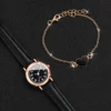 2PCS/Set Fashion Small Dial Women Watches Leather Band Quartz Watch Heart Bracelet Set（Without Box） 4