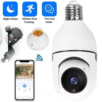 Smart Home E27 Bulb Wifi Surveillance Camera IR Night Security Video Surveillance 2.4G WiFi Two Way Audio PIR Motion Tracking 1