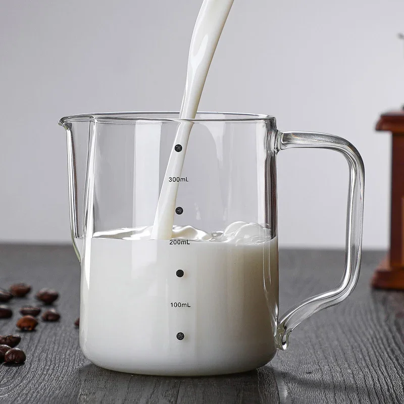 350 600ml Milk Frother Glass Milk Pitcher Barista Espresso Coffee Latte Frothing Pitcher Transparent Coffee Jug with Scale milk frother jug milk frothing jug glass pitcher