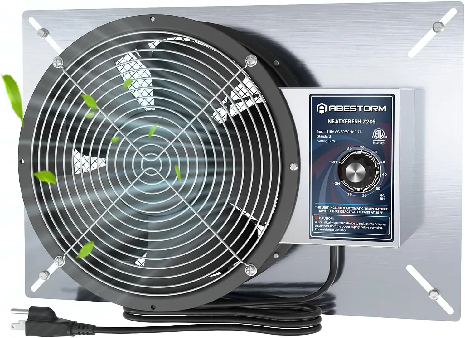 720CFM Crawlspace Ventilation Fans IP-55 Grade Basements Stainless Steel Vent Fan 10 inches Ventilator Fan with Freeze
