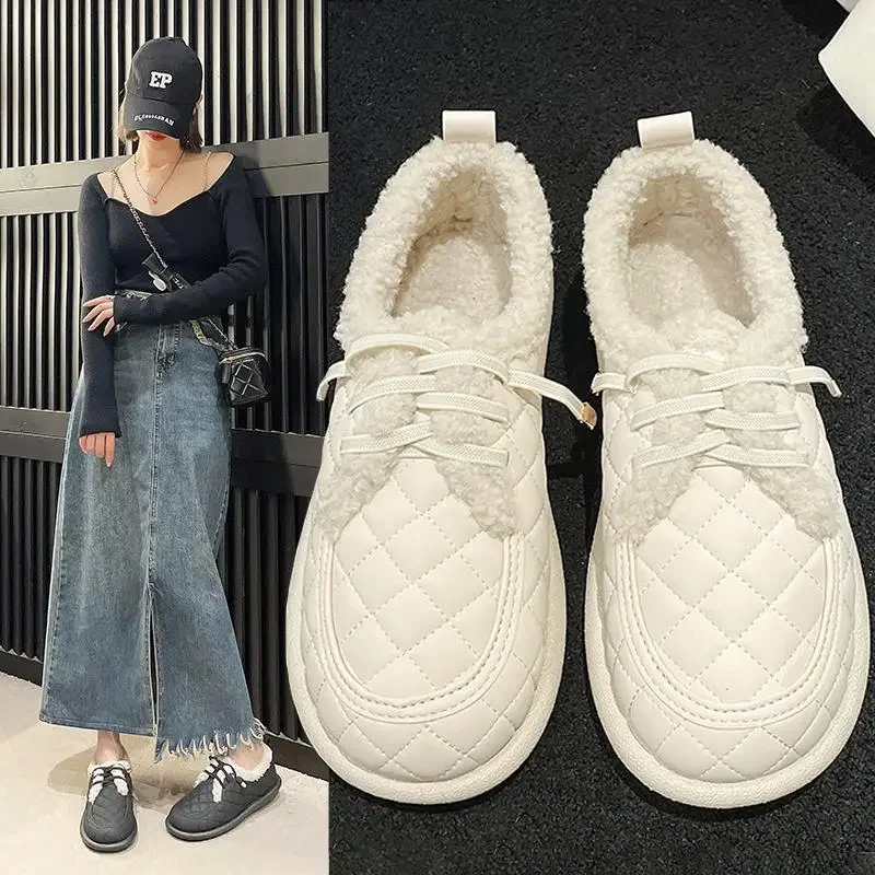 

Женские зимние ботинки на платформе, новинка 2023, утепленные Короткие хлопковые ботинки на флисовой подкладке с мехом, увеличивающие рост