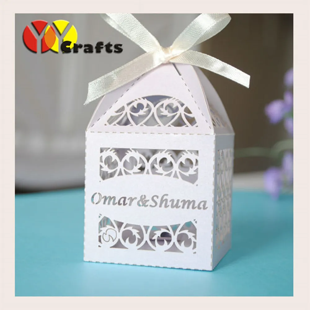 

50pcs best sell wedding favor cake box party event supply baby shower souvenir candy box with engraved name logo
