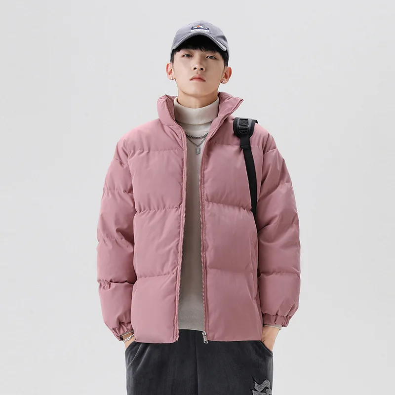Padded Jacket Men Parkas Winter Thick Jacket Fashion Casual Solid Color Padded Coat Male Stand Collar Parkas