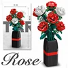 Creative Red Rose Vase Plants Model Building Blocks Moc Romantic Classic Flowers Bouquet Potted Bricks Toys Valentine's Day Gift 5