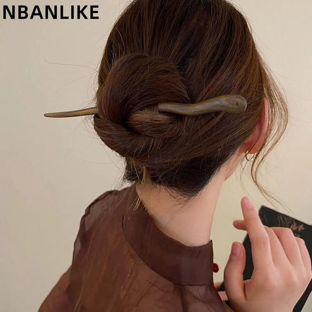 Chinese Style Elegant Wood Hair Stick 18cm Vintage Simple Hairpin For Women Girl Hair Accessories ming and qing dynasties imitation vintage wardrobe solid wood storage new chinese classical painted furniture bedroom clothes