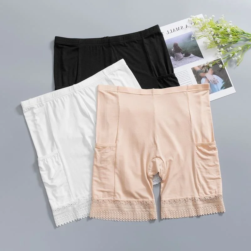 

2022 Safety Shorts Pant size Safety Pants boxer Short Under Skirt With Pockets Safety Shorts Under Skirt Thigh Chafing Lace