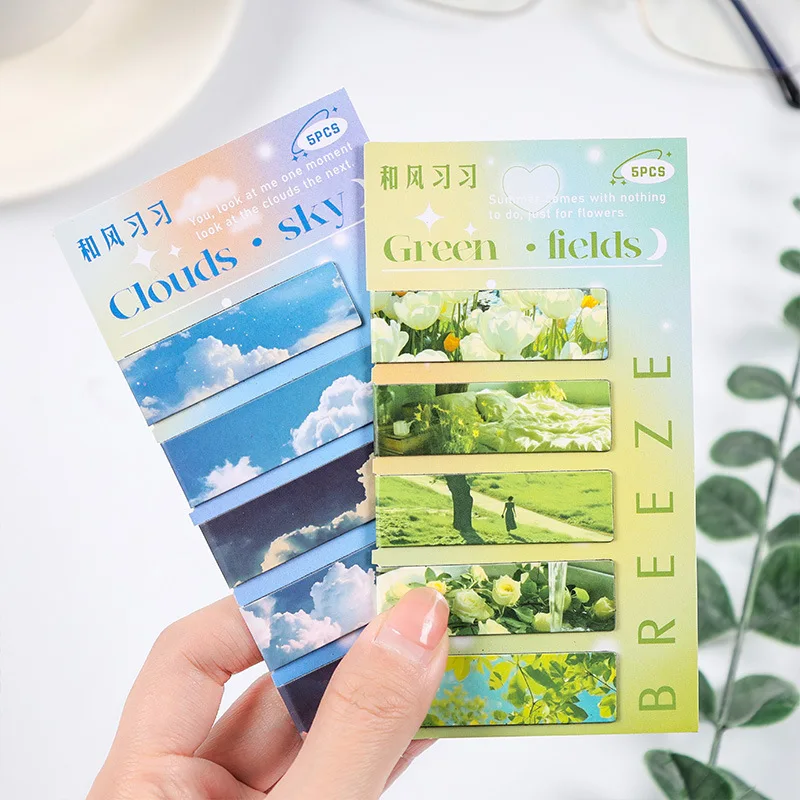 5pcs/pack Magnetic bookmark beautiful scenery clouds simple literary pattern bookmark Reading tool School office supplies butterfly magnetic bookmarks