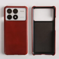 Luxurious Oil Wax Pattern Genuine Leather Phone Case - Premium Protective Back Cover for Poco X3 (Ruby Red 5211)