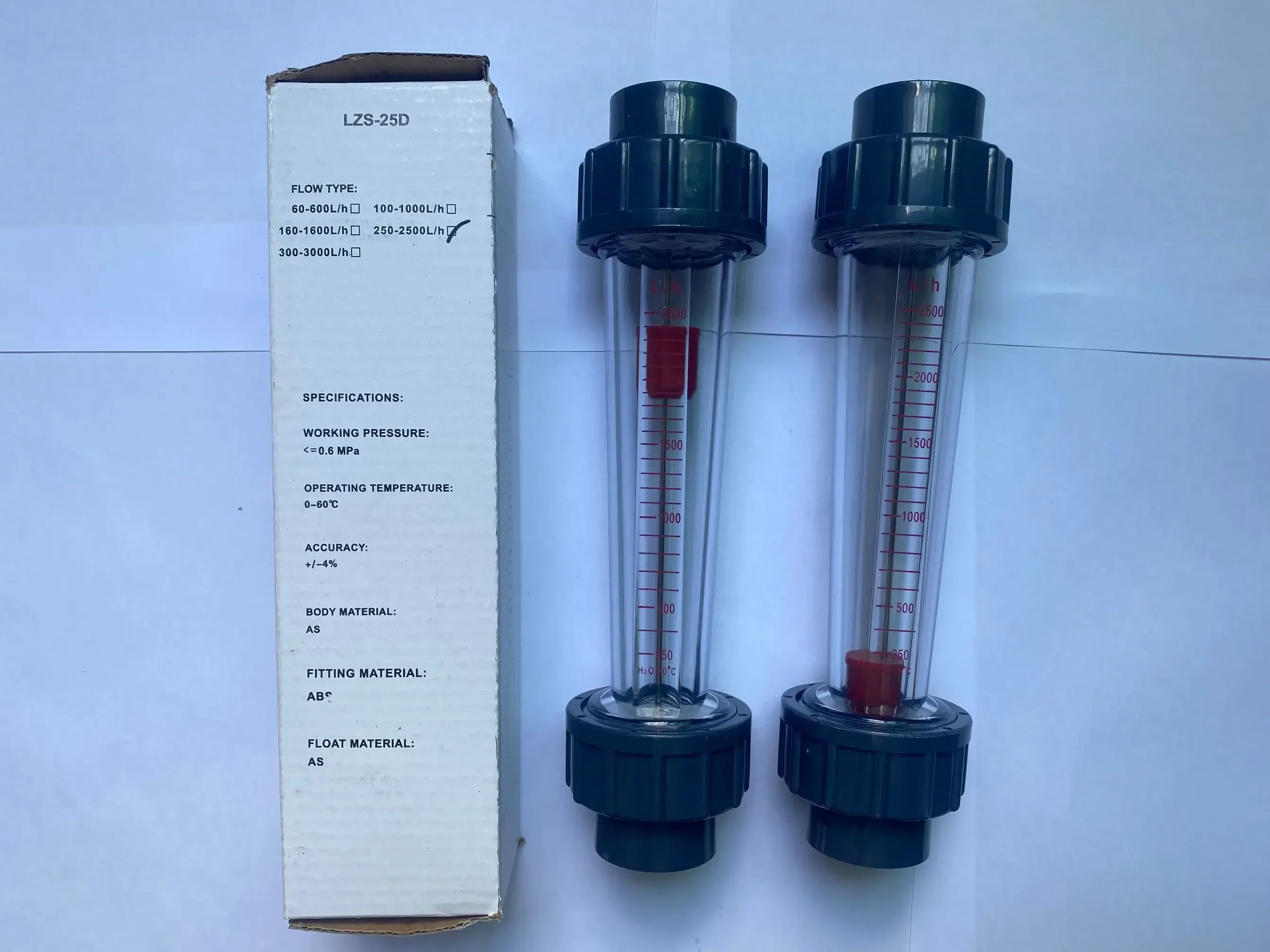 LOUCHEN ZM New 250-2500L/H Plastic Tube Type Liquid Water Rotameter LZS-25 Flow Meter