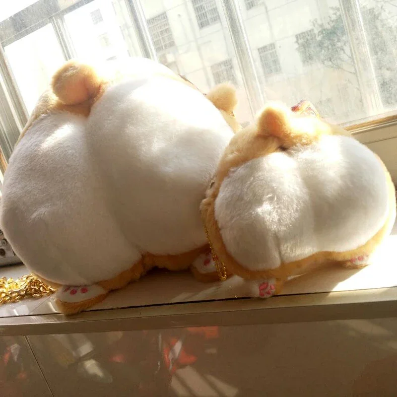 Kids Children Girl Chibi Corgi Butt CrossBody Bag Small Cute Pet Dog Plush Creative Christmas Gift