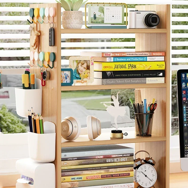 Newspaper Wooden Book Shelf Fashionable Corner Aesthetic Shelf Removable Office Accessories