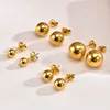 Round Stainlesss Steel Ball Stud Earring for Women,Simple Polished Ball Earring Hypoallergenic Jewelry 6mm-12mm 1
