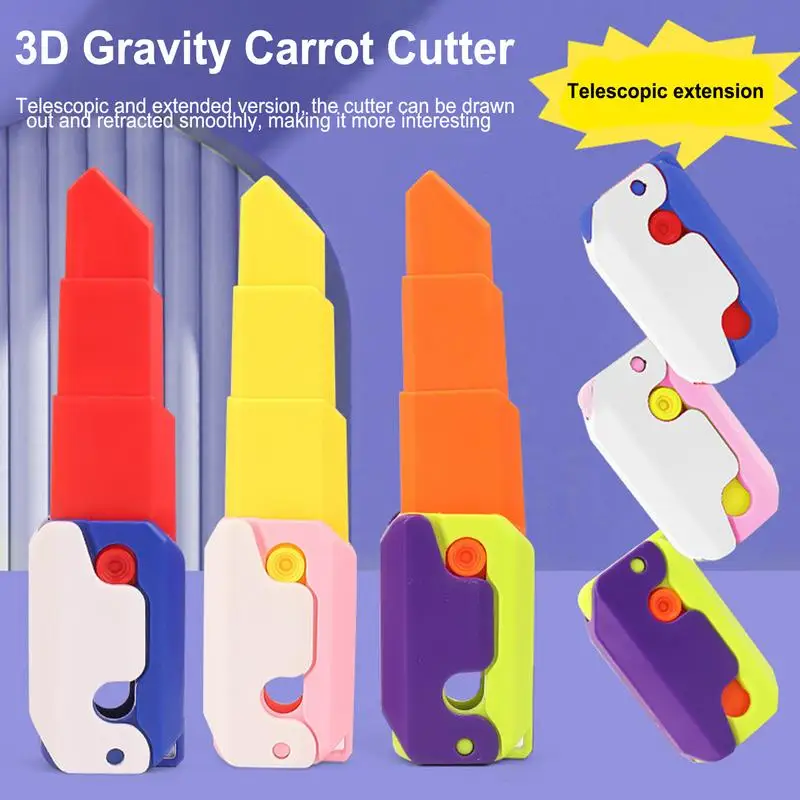 

Telescopic Carrot Knife Anxiety Stress Relief Toy Stocking Stuffers Sensory Knife Fidget Toys 3D Printed Luminous Telescopic Toy