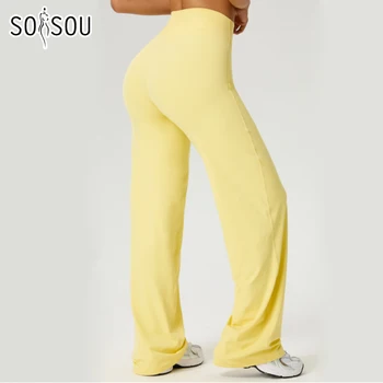 SOISOU Pantaloni a gamba dritta a vita alta Pantaloni da yoga ad alta elasticità da donna in tessuto ultra morbido al burro Pantaloni sportivi da corsa 8 colori