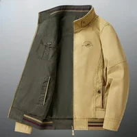 Middle-Aged Men Large Size 8xl Casual Outwear Fashion Stand Neck Coat New Spring Autumn Male Pure Cotton Reversible Jacket 2
