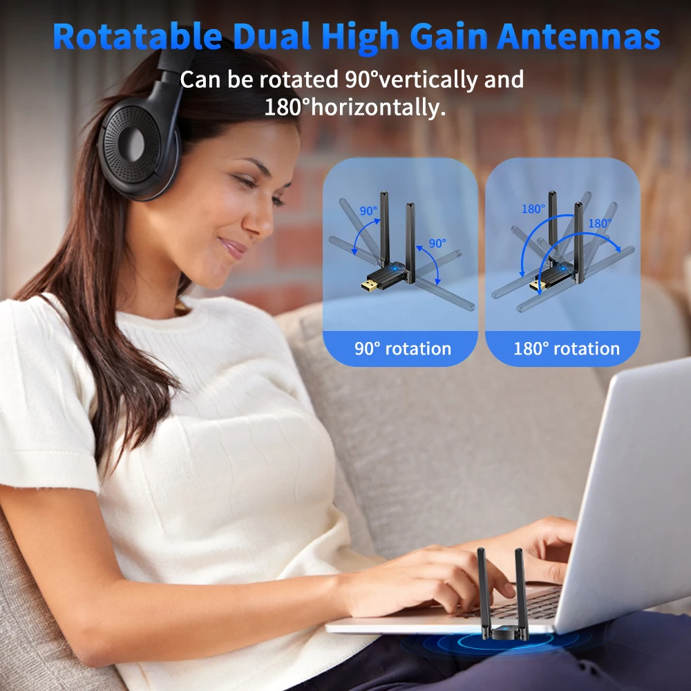 Electop 180M Bluetooth 5.4 어댑터 무료 드라이버 Windows 11/10/8.1 마우스 키보드 오디오 수신 용 USB Bluetooth 동글 Adaptador