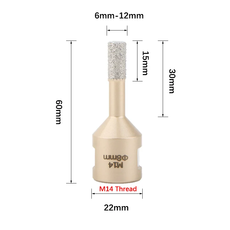 4/6/9/12Pcs Diamond Dry Drill Bit Set M14 Thread Brazed Diamond Drilling Core Bit Tile Ceramic Marble Granite Porcelain Hole Saw