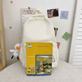 Sweet Soft Sister Solid Color Large Capacity Student Schoolbag 2022 School Season New College Students