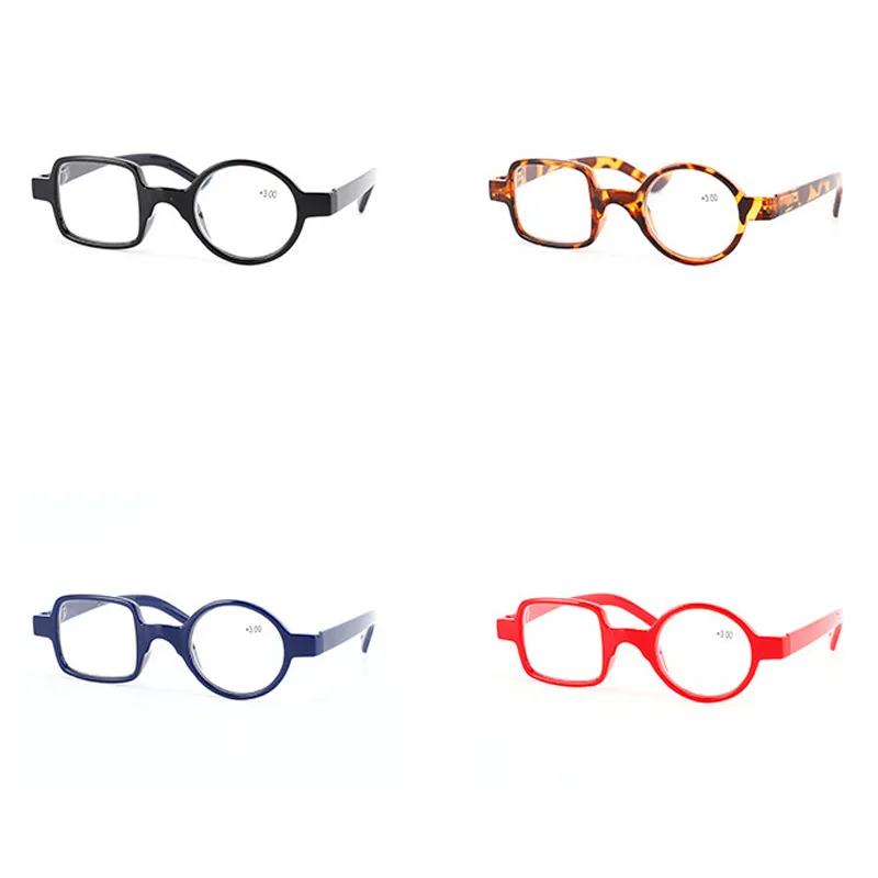 Retro Leopard Asymmetrische Runde & Quadratische Lesebrille Frauen & Männer Presbyopie Brille Hyperopie Brillen Für Ältere – Detail 7