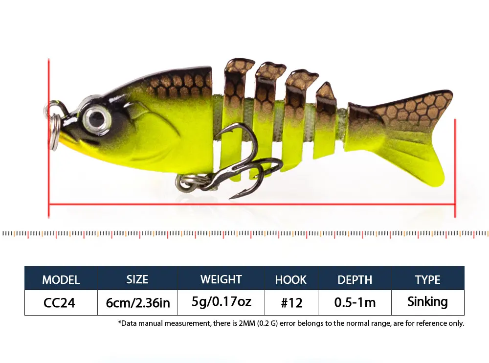 Mini Multi Jointed 6cm/4,7g Wobbler 6 Segmente Swimbait Kunst fisch köder lebensechte Kurbel köder Hart köder Angel werkzeuge – Detail 3