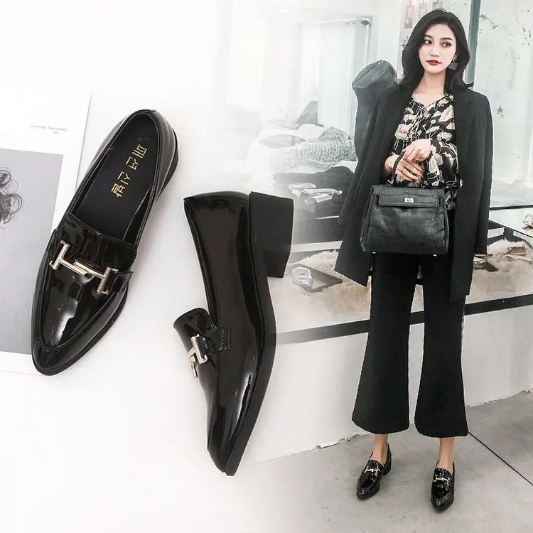 

Туфли-оксфорды женские с острым носком, мягкие повседневные кроссовки с закрытым носком, лоферы с мехом, в британском стиле, черные, 20