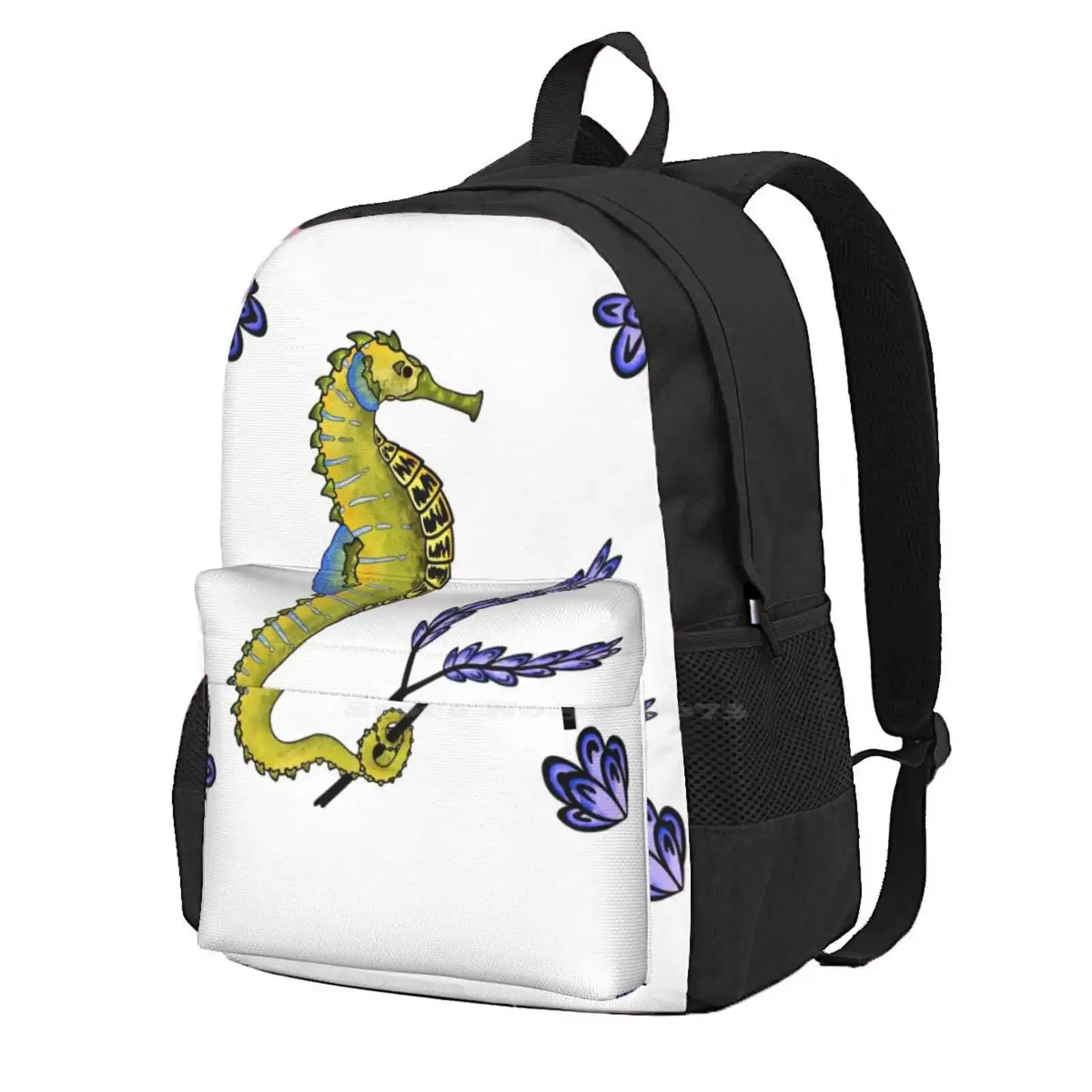 

Tropical Seahorse School Storage Bag Student's Backpack Tropical Colourful Colorful Seahorse Marine Creature Ocean Reef Animal