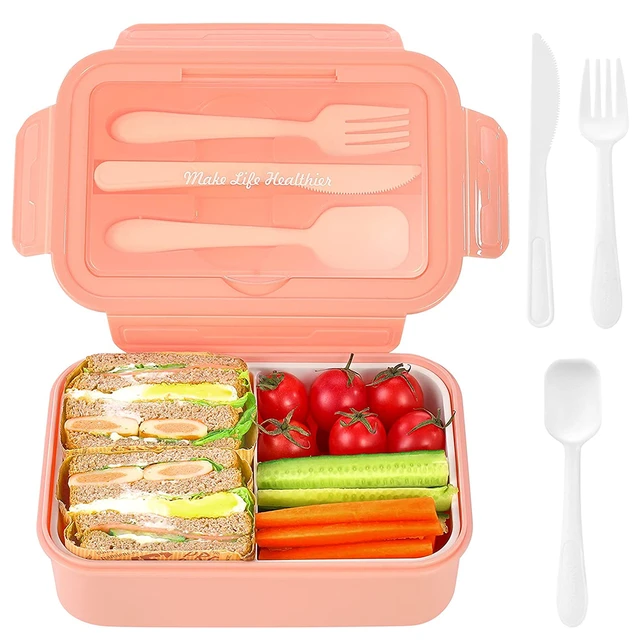 Foldable Bento Box, Lunch Box, Bento Box, Adult/student Lunch Container  With 3 Compartments And Forks And Spoons, Leak Proof, For Back To School,  Class, College, School Supplies, Kitchen Organizers And Storage, Kitchen