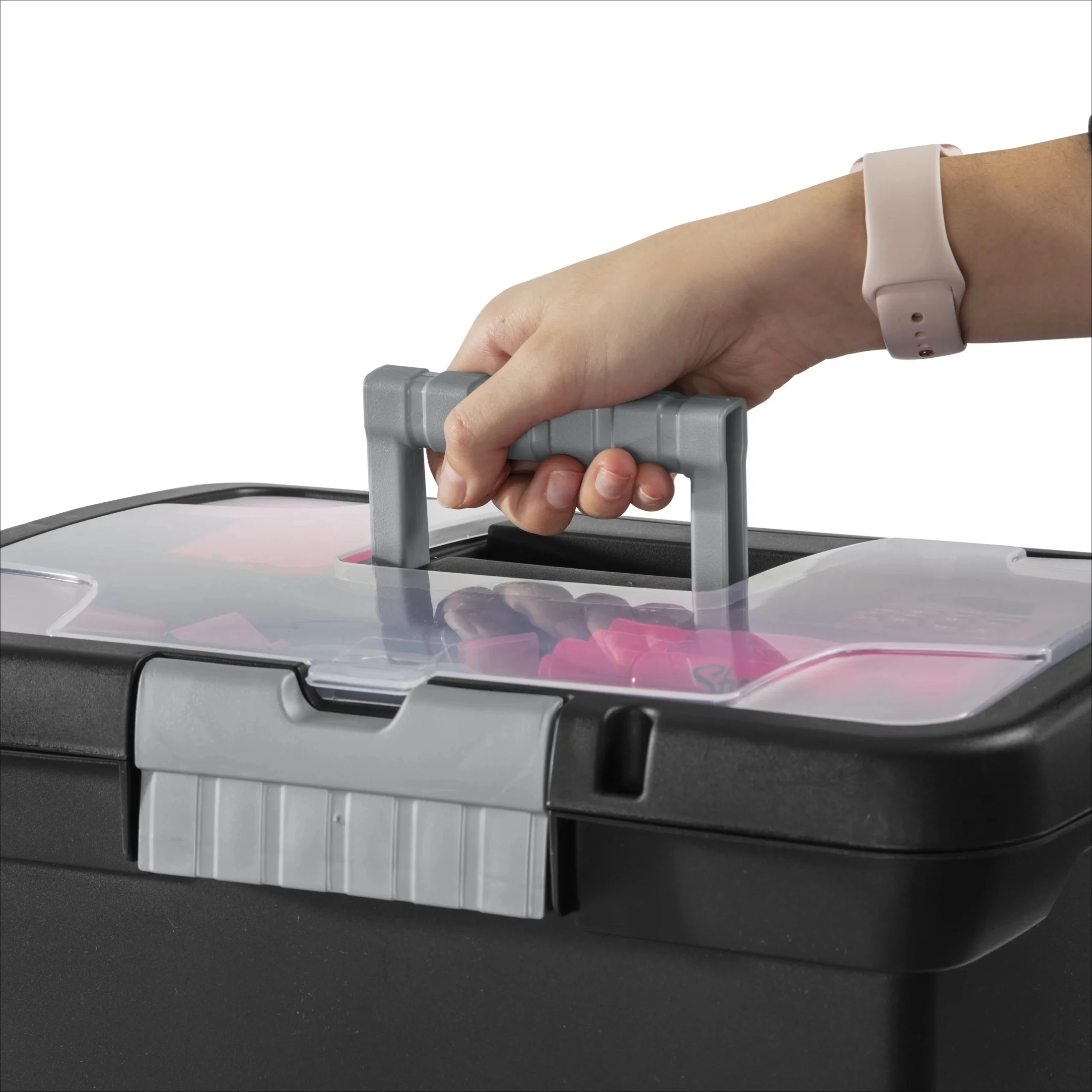 (6 pack) Plastic Storage Bin/ Portable File Box, 15" L x 10 7/8" W x 11 1/2" H, Black