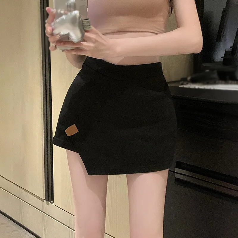 

Женские короткие корейские юбки, универсальные милые однотонные юбки неправильной формы для девушек, тонкая яркая уличная одежда