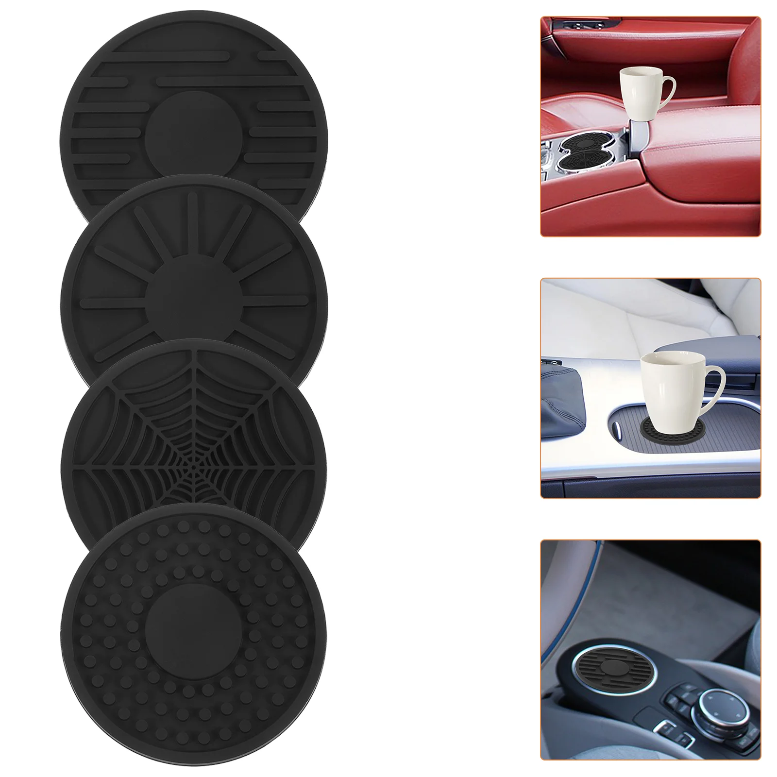 

4pcs Cup Mat Insulation Coaster Silicone Reusable Coffee Coaster For Dinner Table