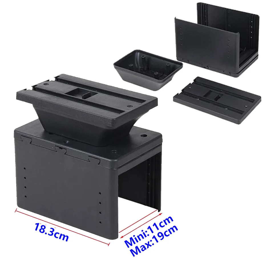 Sisätilan näkymä, joka näyttää, mihin kyynärtuki sopii käsijarrun viereen