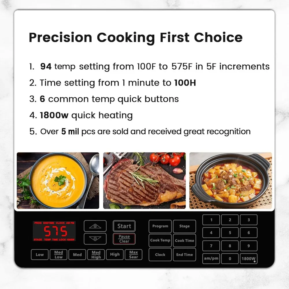 Double, Portable, Powerful 1800W with 2 Large 8&rdquo; Heating Coils, Independent Controls