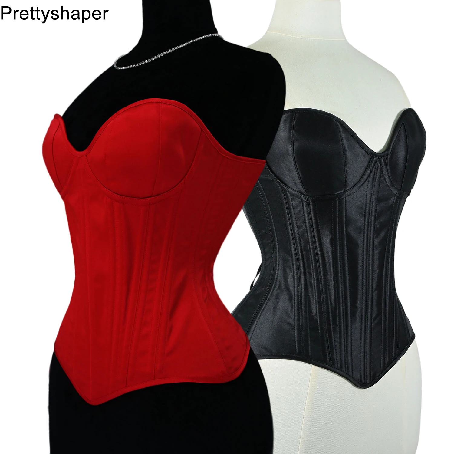 Corset Bustier Top Women Corset Bustier with Cups Vintage Bodices Tight Lace Up Double Boned Shaping for Wedding