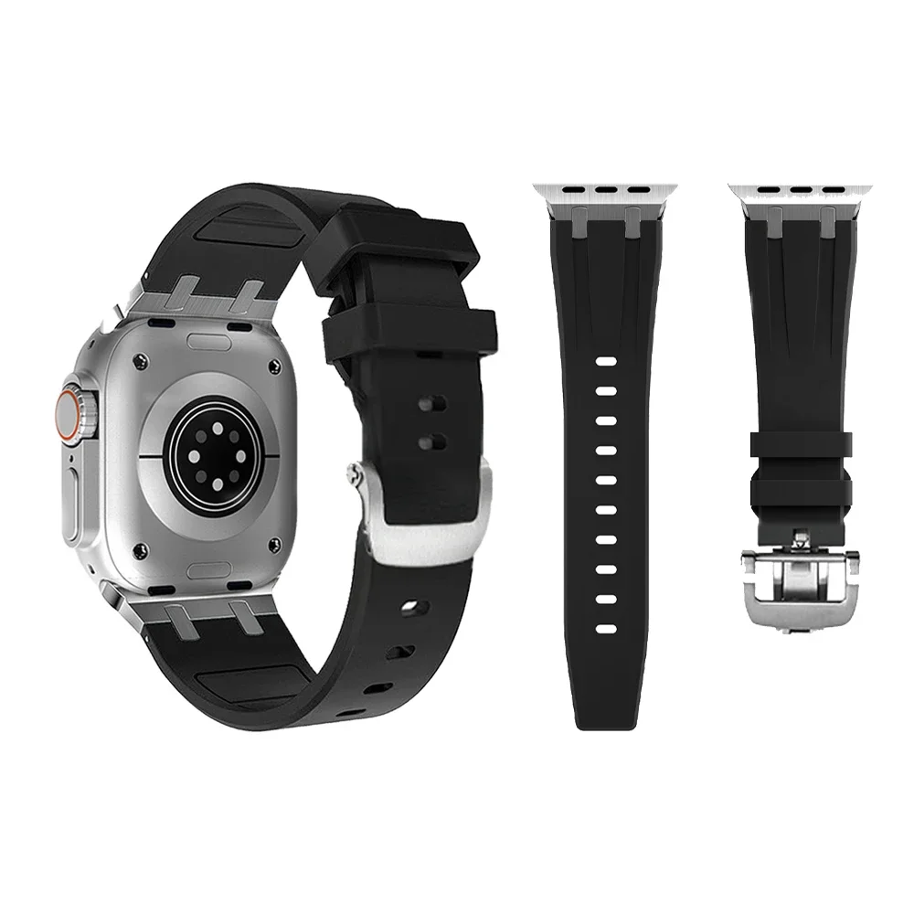 AP Rubber Band for Apple Watch Ultra 49mm 45mm 41mm 8 7 Soft Strap Fold Buckle IWatch Serie 6 5 4 3 SE 38 40 41 Sport Bracelet