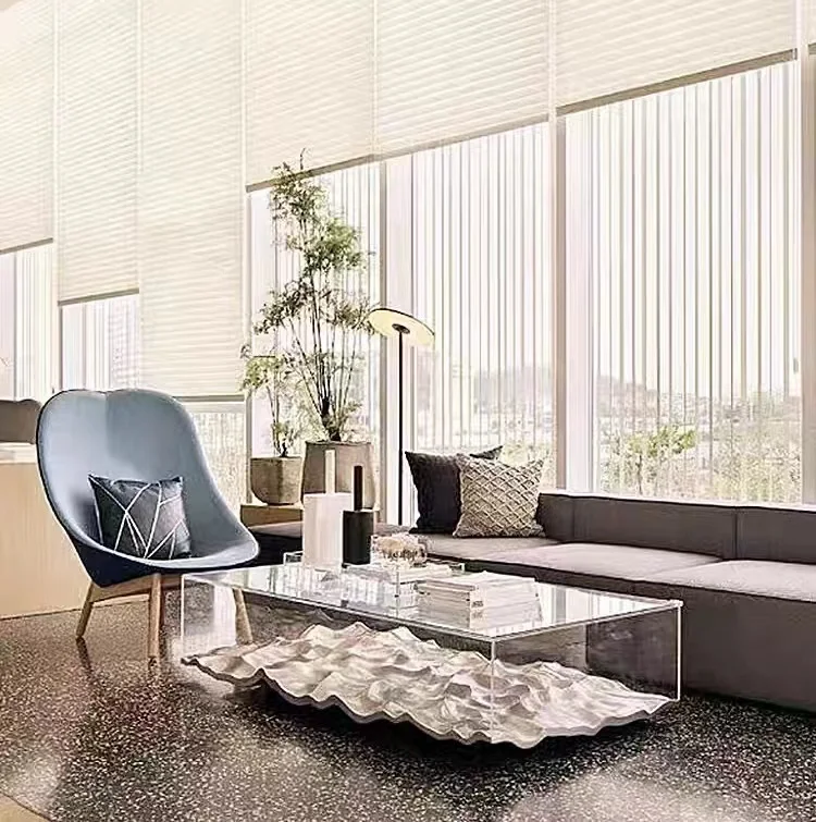 Nordic Style Artistic Modern Luxury FRP Base Water Ripple Wave Shape Irregular Shaped Glass Mirrored Coffee Table Tea Table