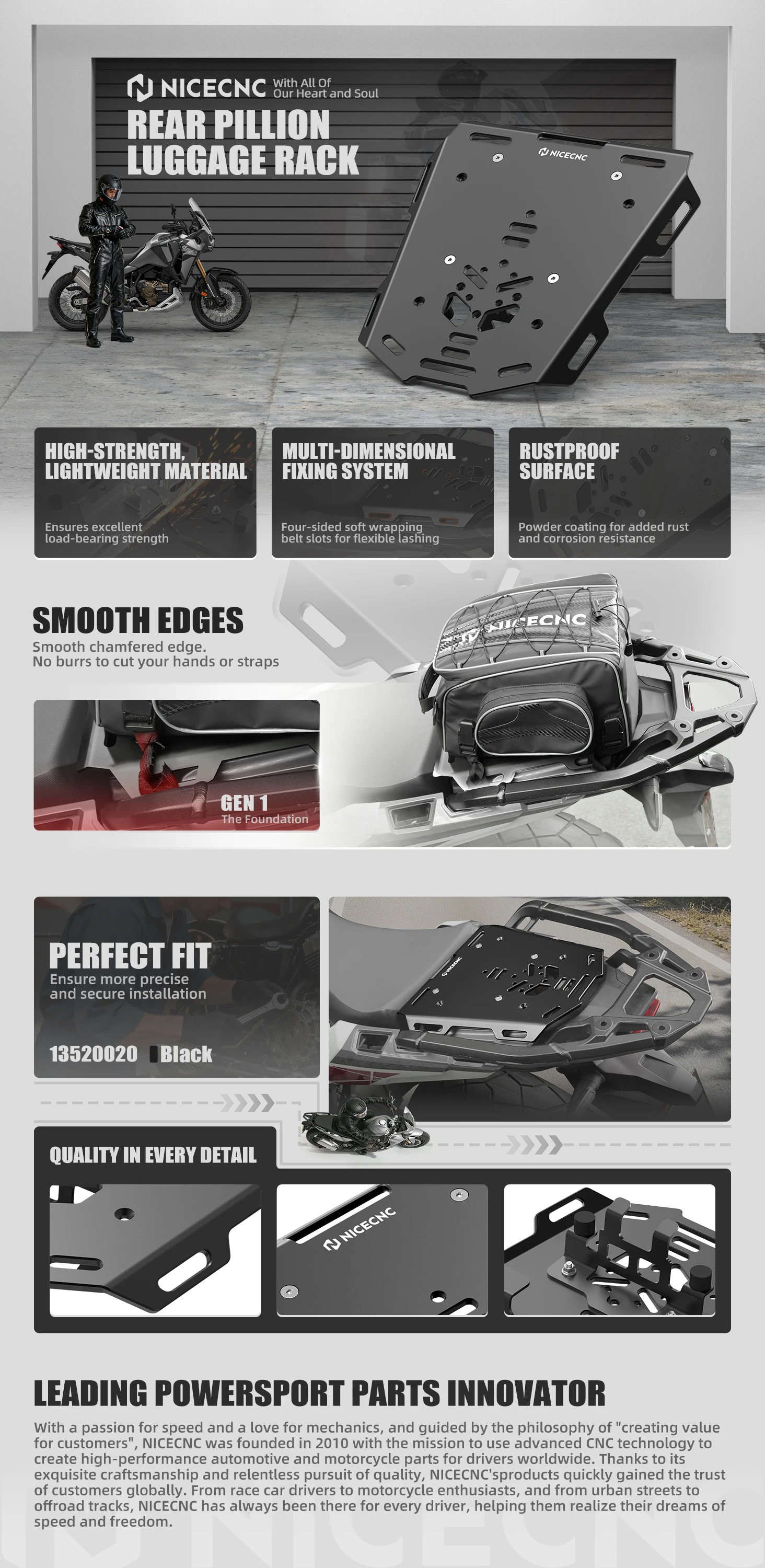 NICECNC Für Honda CRF1100L Africa Twin CRF1100L Adventure 2024 2025 2023 2022 2021 Motorrad Hinterer Beifahrer-Gepäckträger-Kit – Detail 1