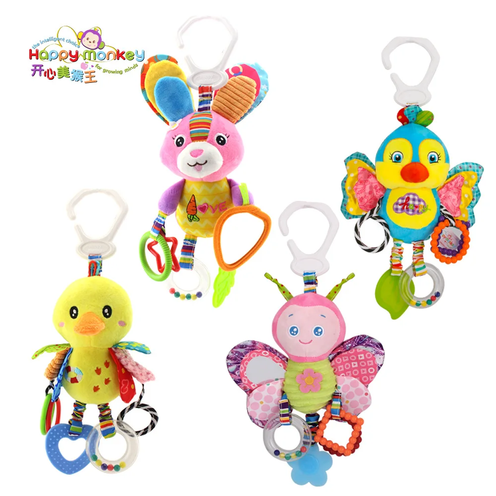 

New Baby Animal Rattles Bed Stroller Bell Toys Newborn Grab Ability Training Dolls Educational Plush Infant Toy 0-12 Month