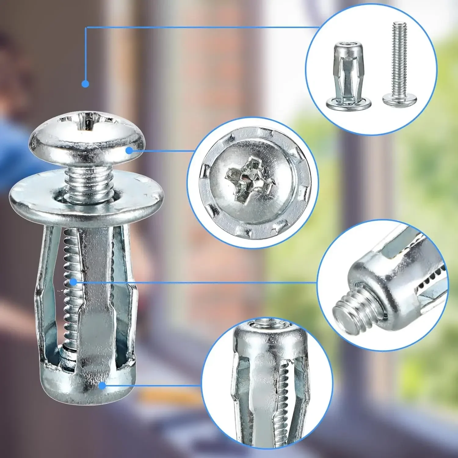 Description Picture 3 of item20/50pcs Jack Nuts Screw Petal Screw Anchors Petal Expansion Plugs for Curtain Expansion Clamp Petal Rivet Lock Jack Nut Bolt